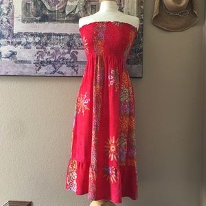 Bali Batiks Aloha Hawaiian Elastic Red Dress Large